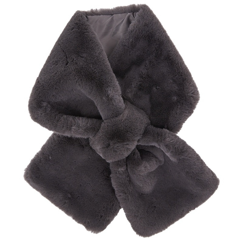 Apparis Luna - Charcoal Gray - Luxurious Faux Fur Scarf Wrap- NWT